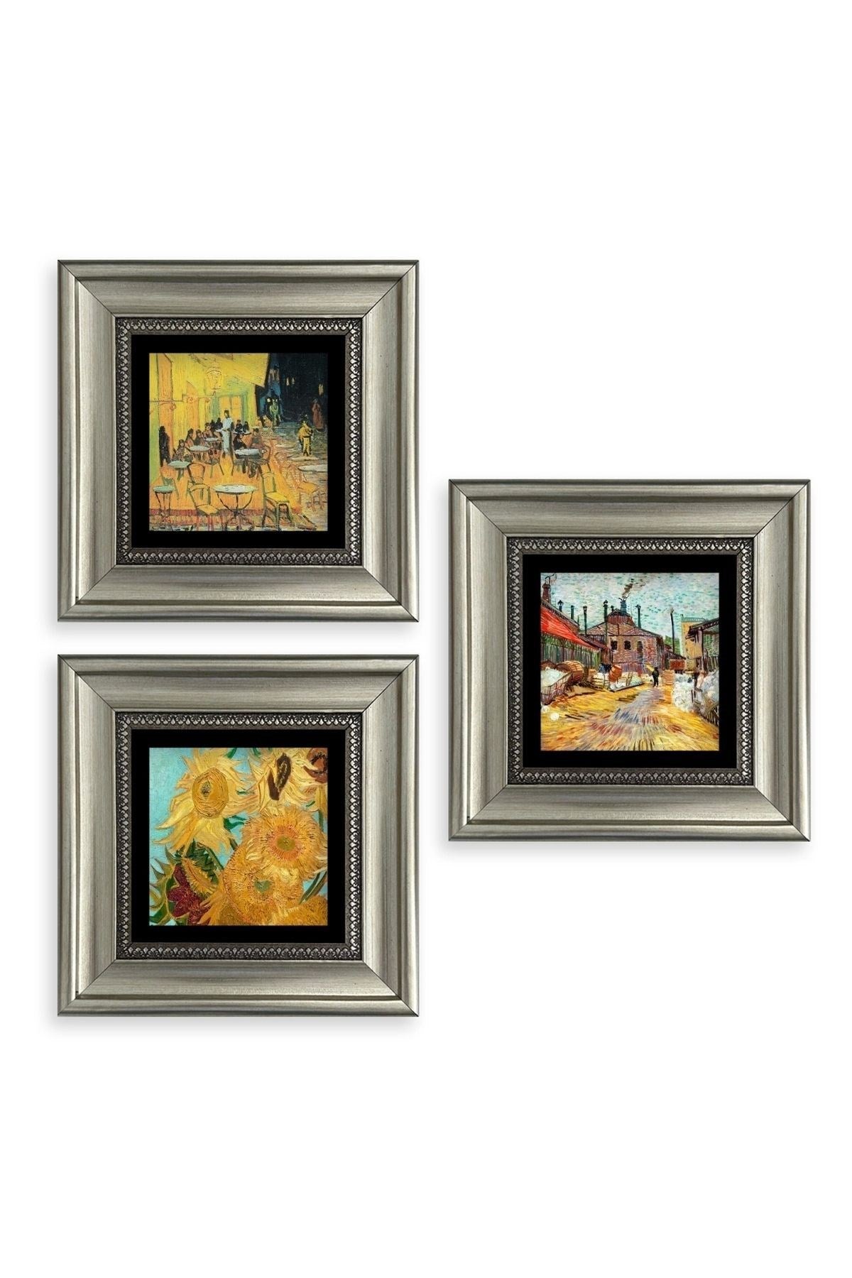 Van Gogh 3 lü Set Çerçeveli Taş Tablo 20 cm