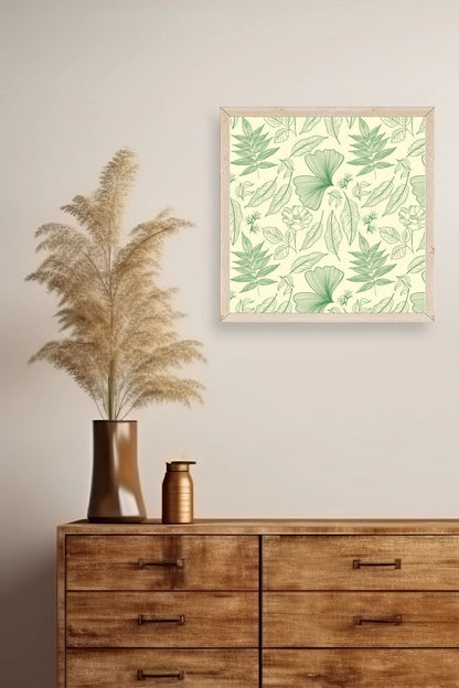 Yaprak Ahşap Çerçeveli Tablo 42 x 42