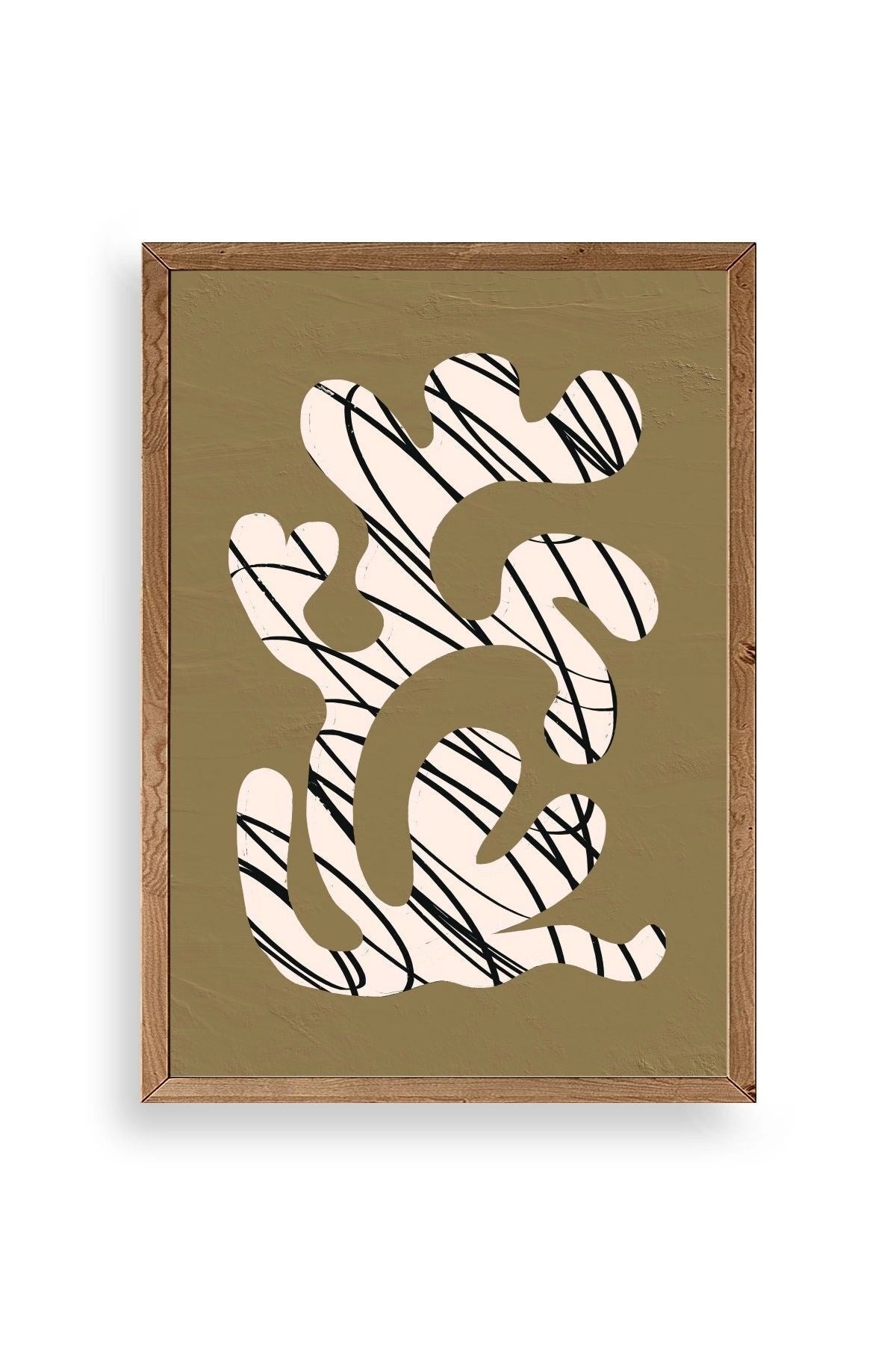 Soyut Ahşap Çerçeveli Tablo 50 x 70