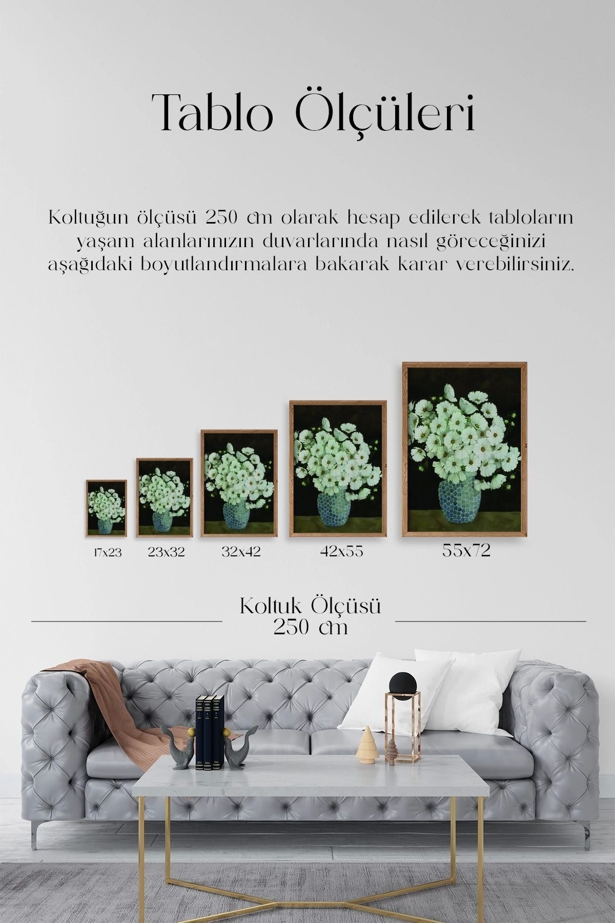 Çiçekler Ahşap Çerçeveli Tablo 30 x 42