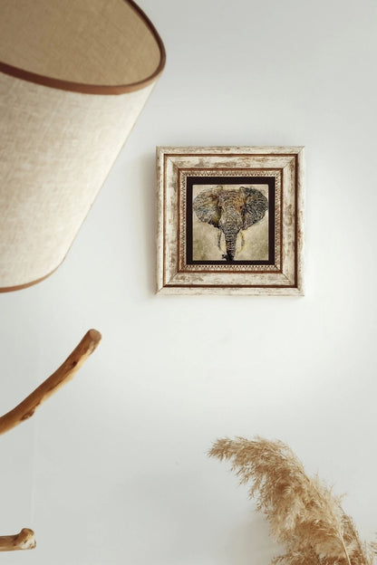 Fil Çerçeveli Taş Tablo , Çerçeveli Taş Duvar Dekoru-enkcrcvtbl-00105 20 cm