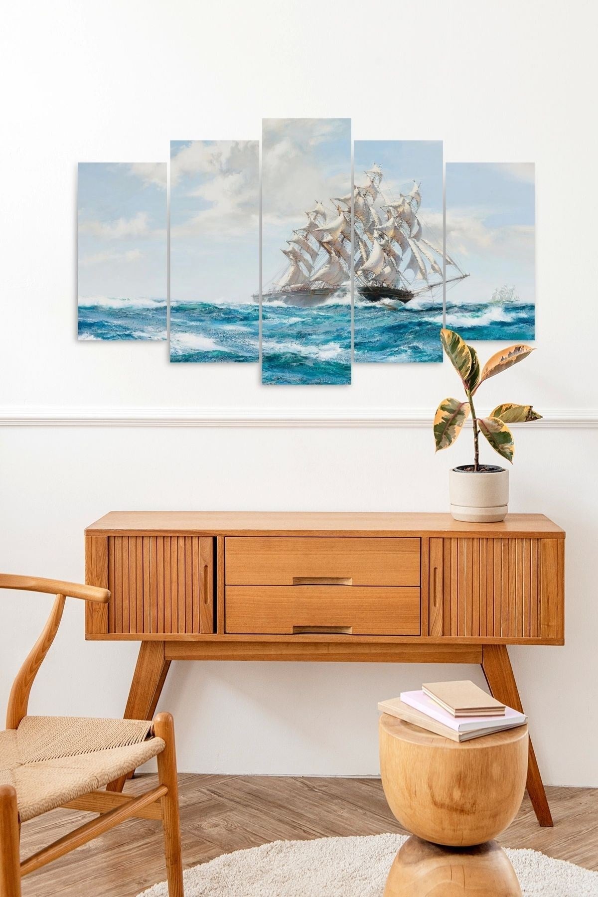 Deniz Manzarası 5 Parçalı Mdf Tablo 60 x 100