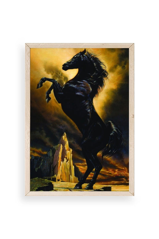 At Ahşap Çerçeveli Tablo 23 x 30