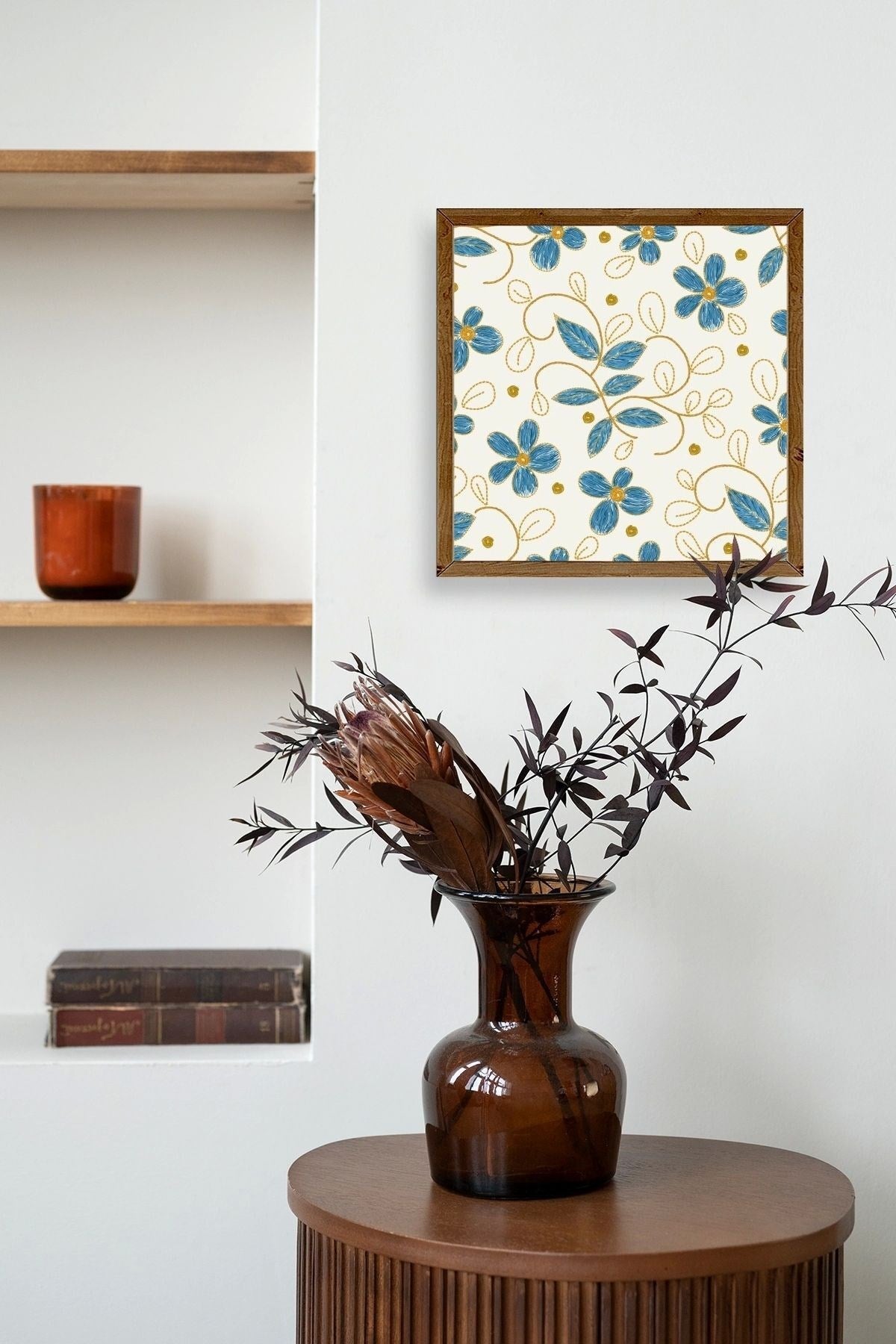 Çiçek Ahşap Çerçeveli Tablo 23 x 23