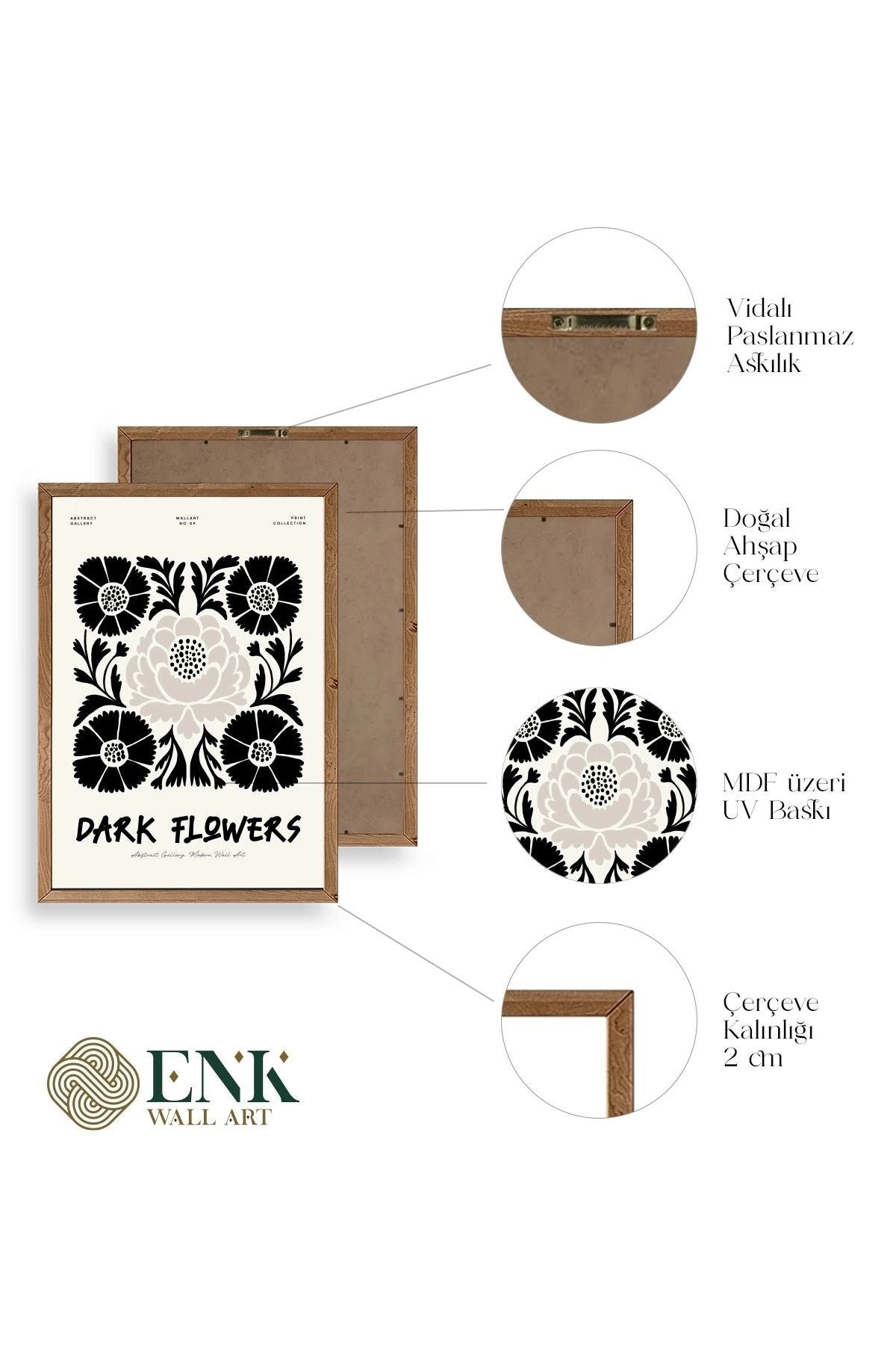 Çiçek Ahşap Çerçeveli Tablo 17 x 23