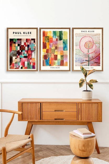 Paul Klee Üçlü Ahşap Çerçeveli Tablo 23 x 30