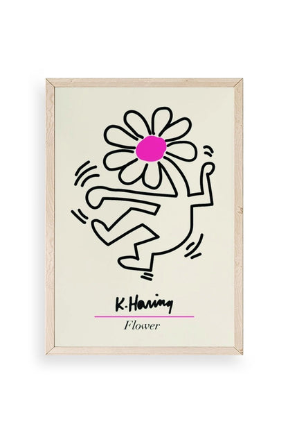 Soyut Çiçek Adam Ahşap Çerçeveli Tablo 50 x 50