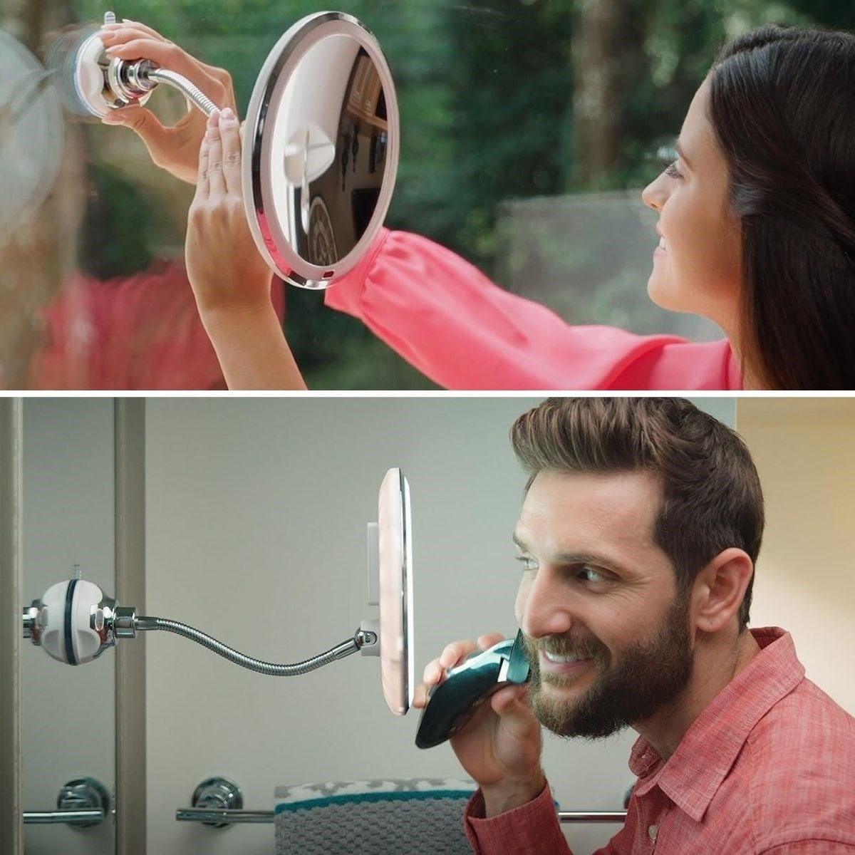 BUFFER® 360° Döner Esnek Makyaj Aynası – 10X Büyüteçli, Güçlü Vantuzlu Detay Görüntüleme Çok Açılı Makyaj & Cilt Bakım Aynası