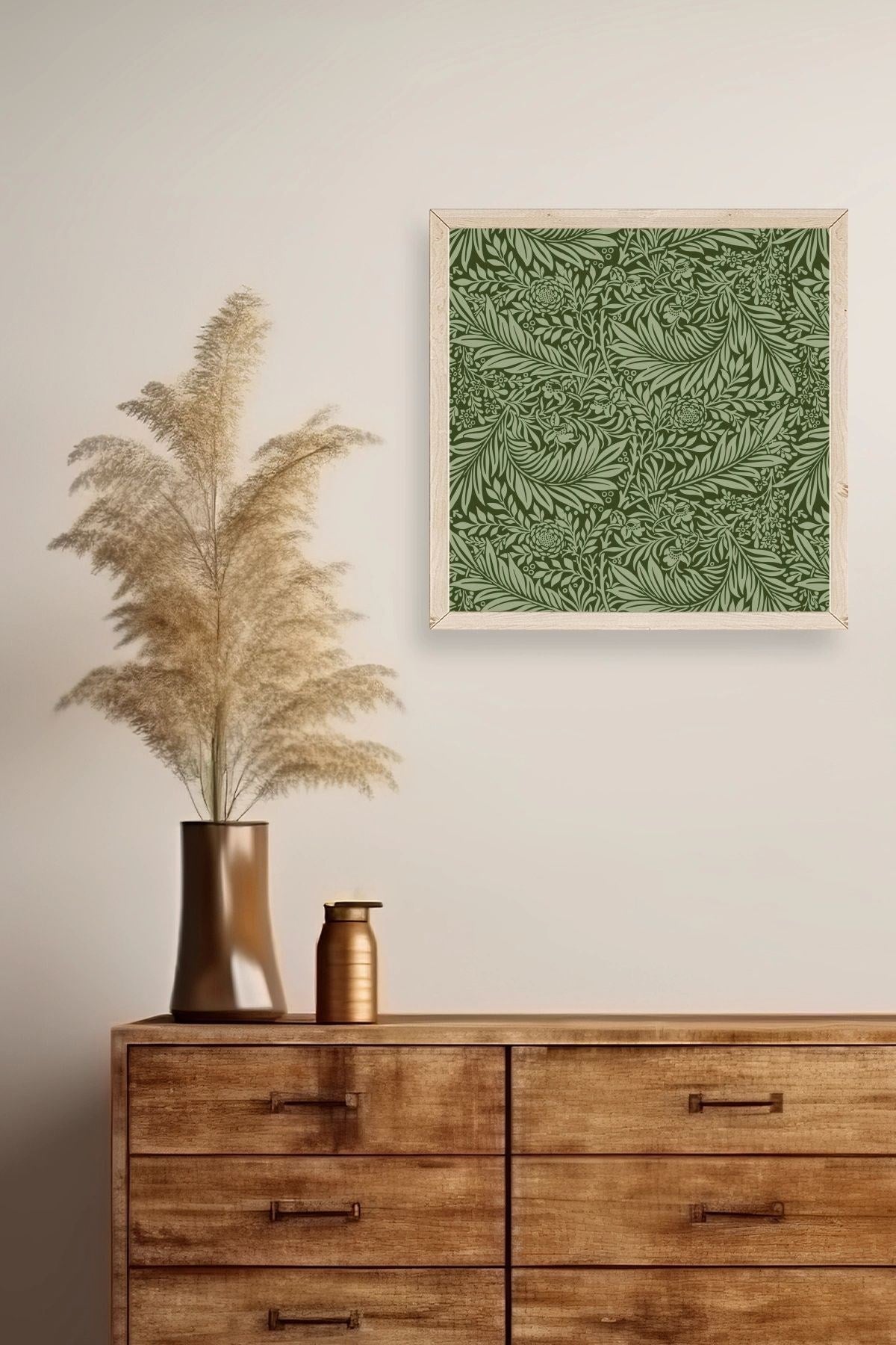 Yaprak Ahşap Çerçeveli Tablo 23 x 23