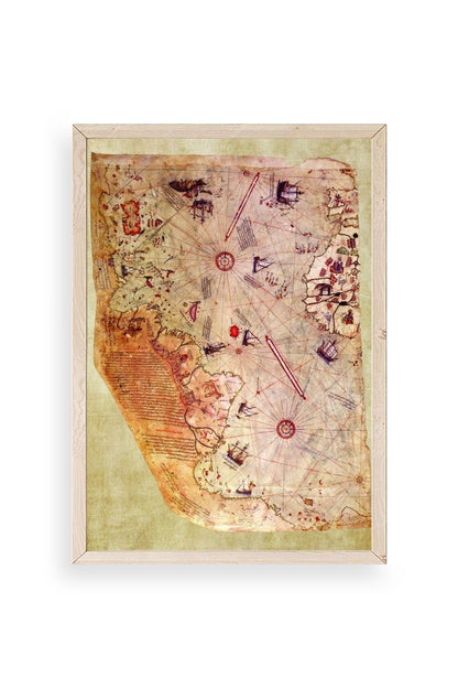Harita Ahşap Çerçeveli Tablo 50 x 70