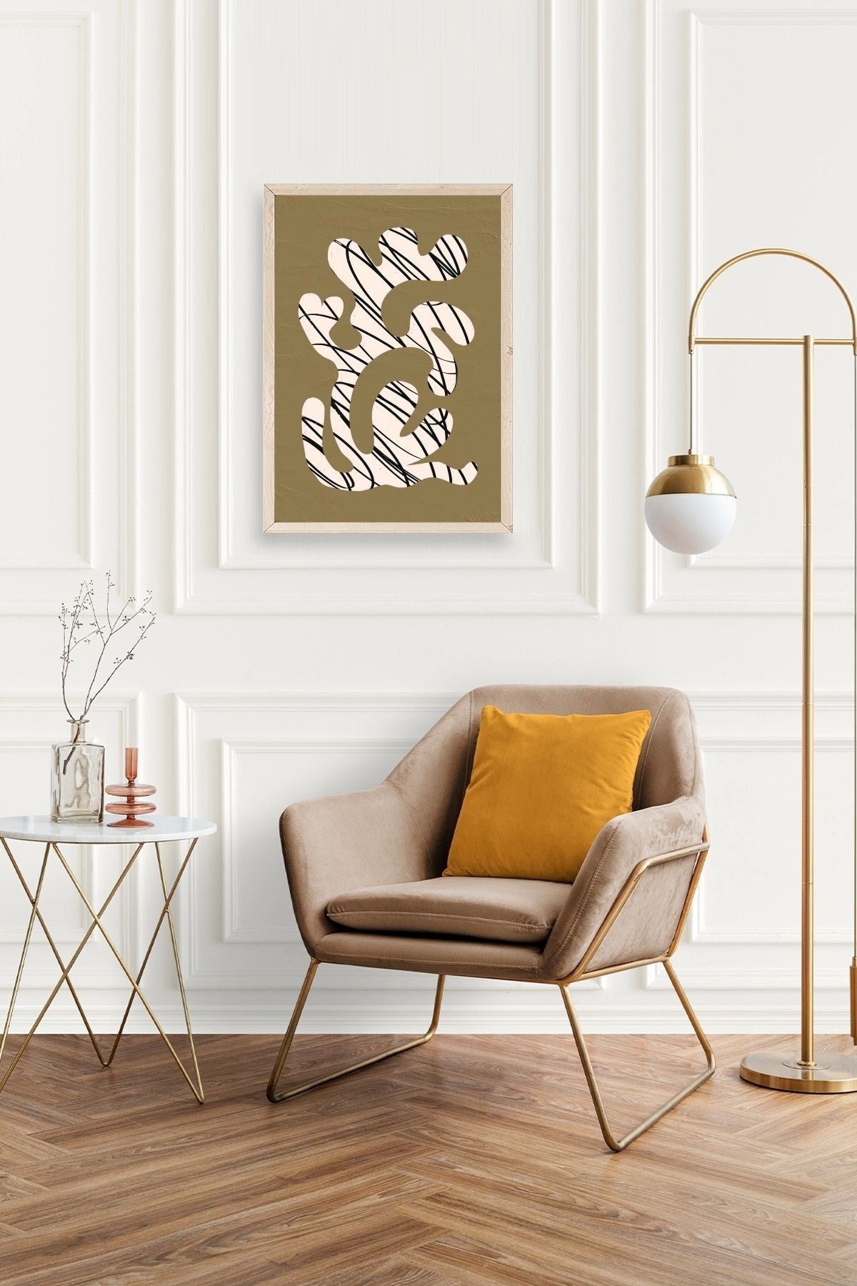 Soyut Ahşap Çerçeveli Tablo 50 x 70