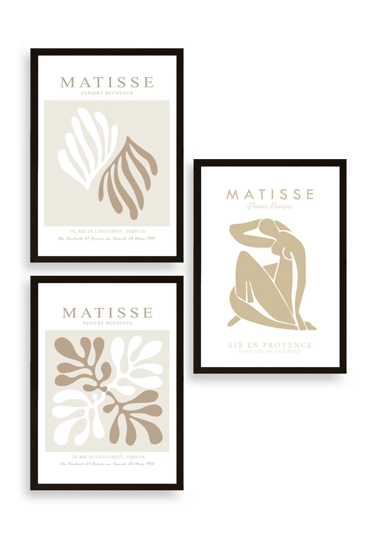 Matisse Üçlü Ahşap Çerçeveli Tablo 23 x 30