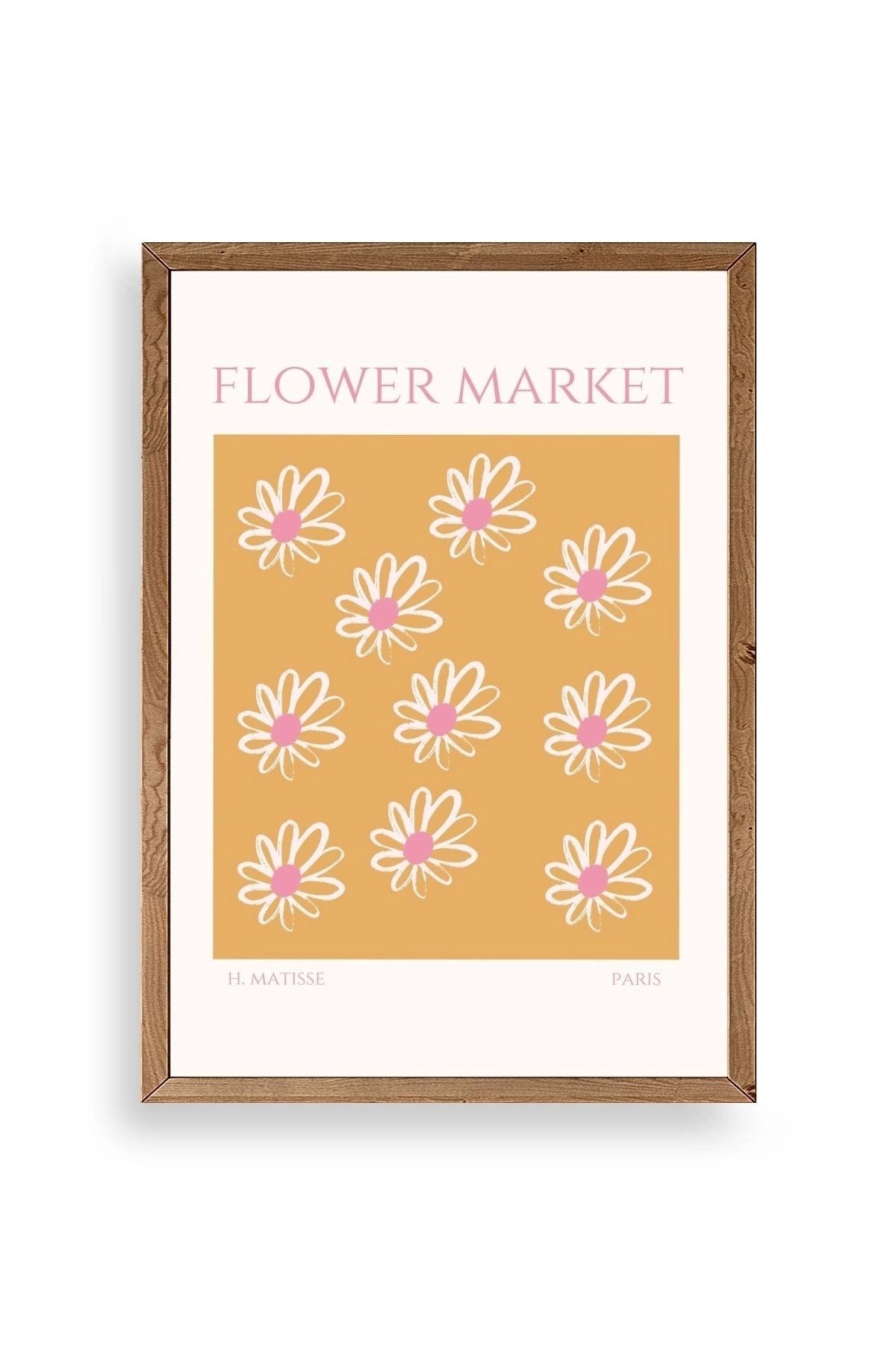 Çiçek Pazarı Ahşap Çerçeveli Tablo 17 x 23