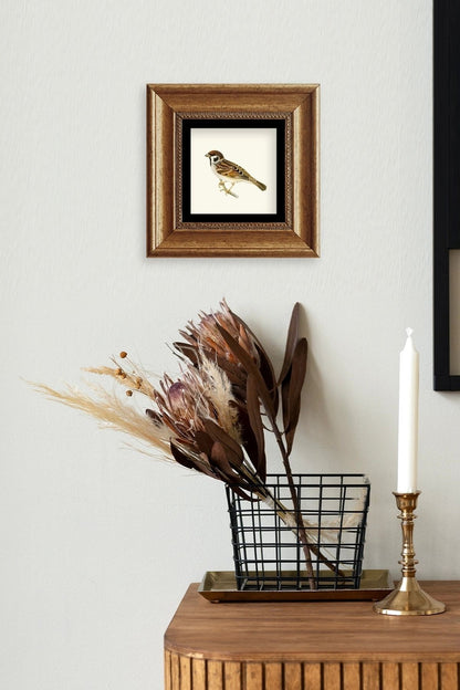 Daldaki Serçe Çerçeveli Taş Tablo 20 cm