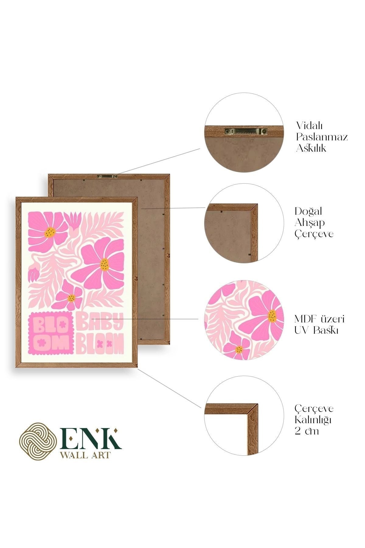 Çiçek Ahşap Çerçeveli Tablo 50 x 70