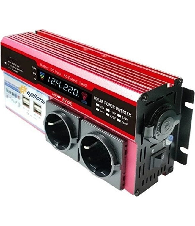 Buffer® 12v 2000w Modifiye Sinüs İnverter Araç Ve Güneş Enerjisi Uyumlu, Çift Usb, Çift Priz Ve Çakmaklık Epilons