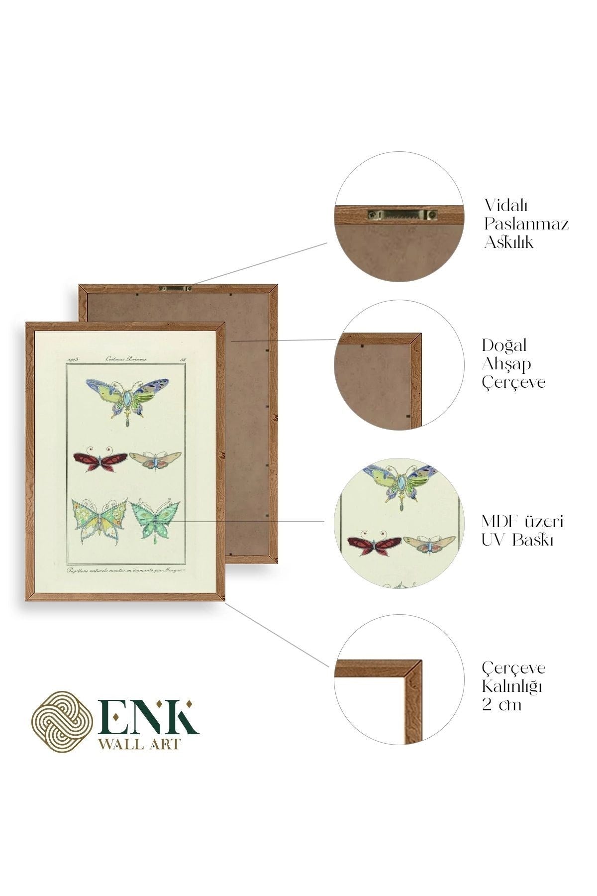 Kelebek Ahşap Çerçeveli Tablo 50 x 70
