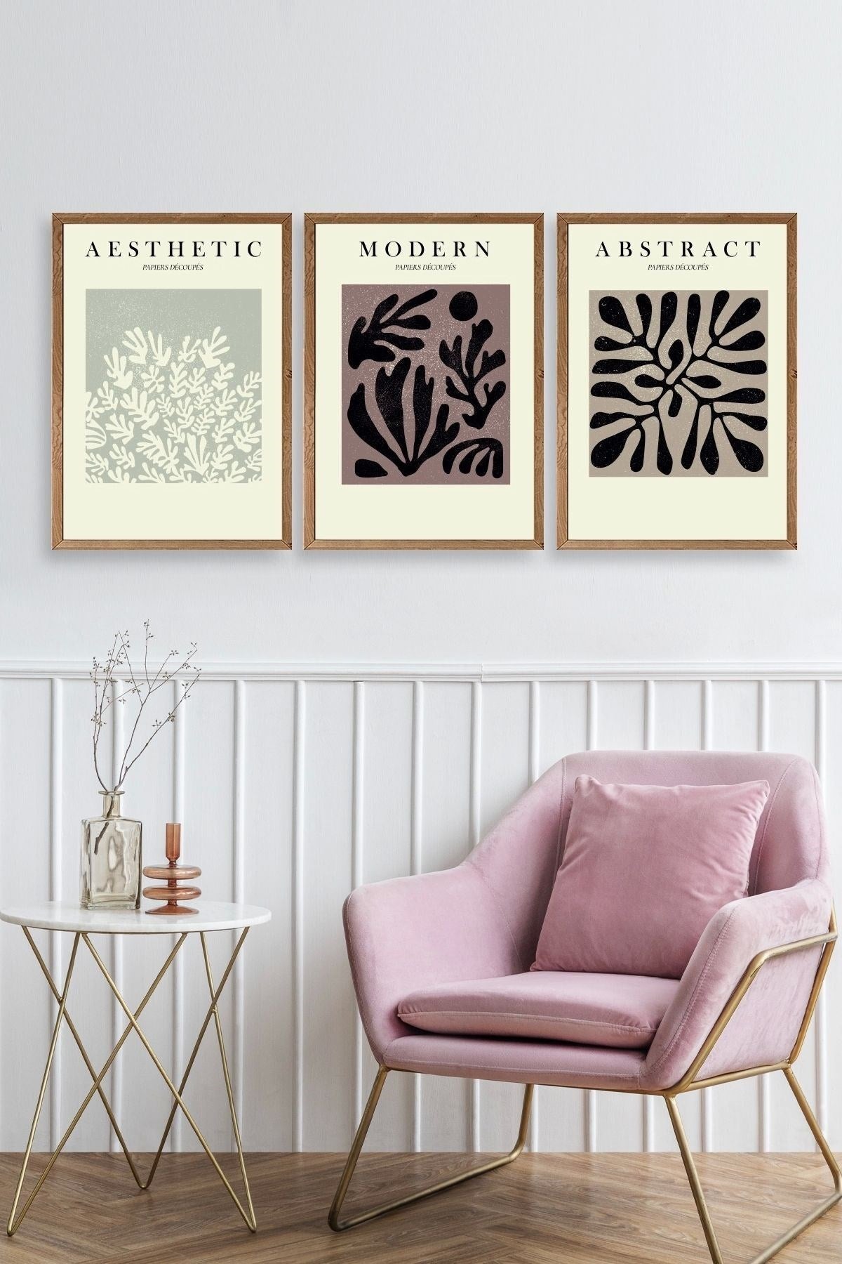 Modern Üçlü Ahşap Çerçeveli Tablo 50 x 70