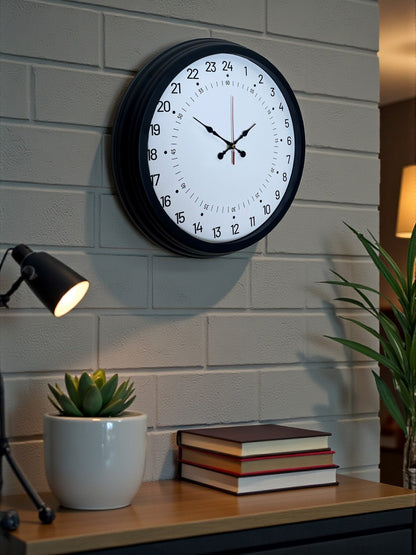 Siyah 40 Cm Metal 24 Saat Göstergeli Özel Tasarım Duvar Saati