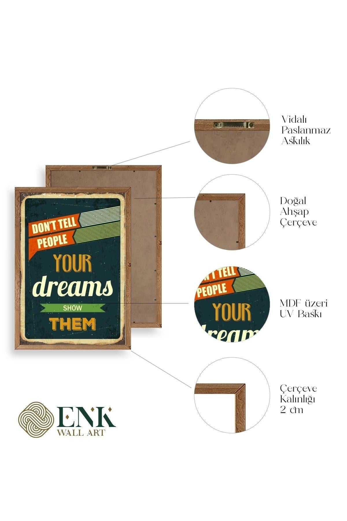 Motto Ahşap Çerçeveli Tablo 30 x 42