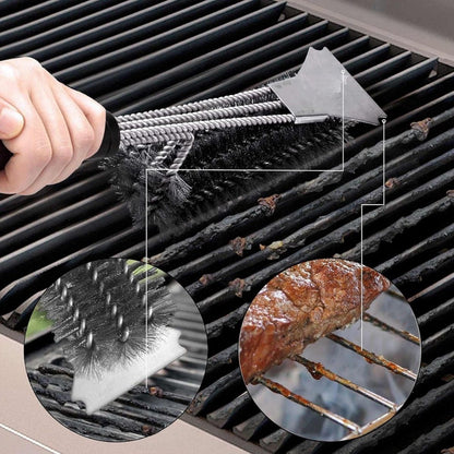 BUFFER® Mangal Izgara Temizleme Fırçası – Paslanmaz Çelik Telli, Uzun Saplı Grill Temizlik Aparatı Mangal Temizlik Fırçası