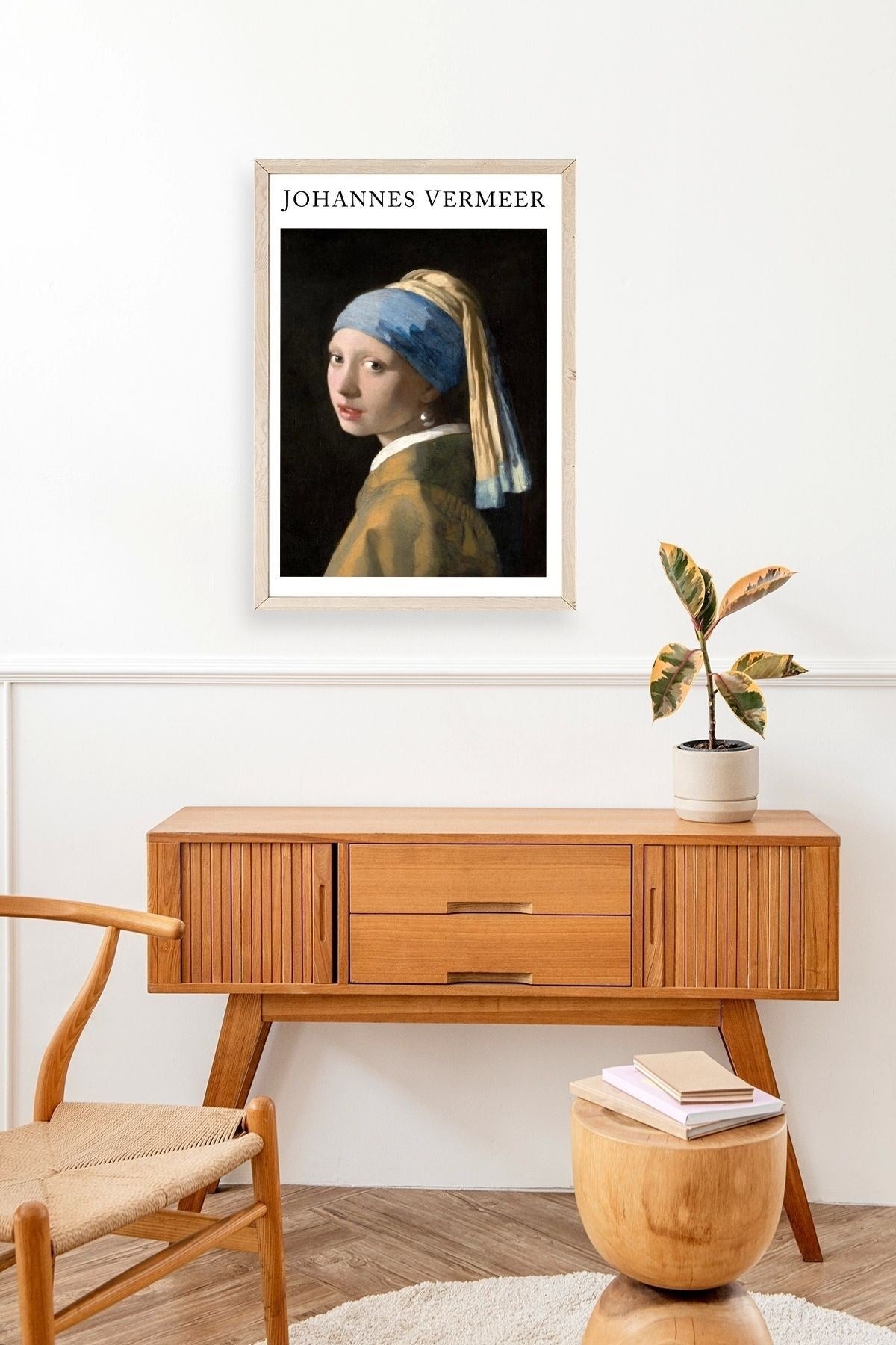 İnci Küpeli Kız Ahşap Çerçeveli Tablo 17 x 23