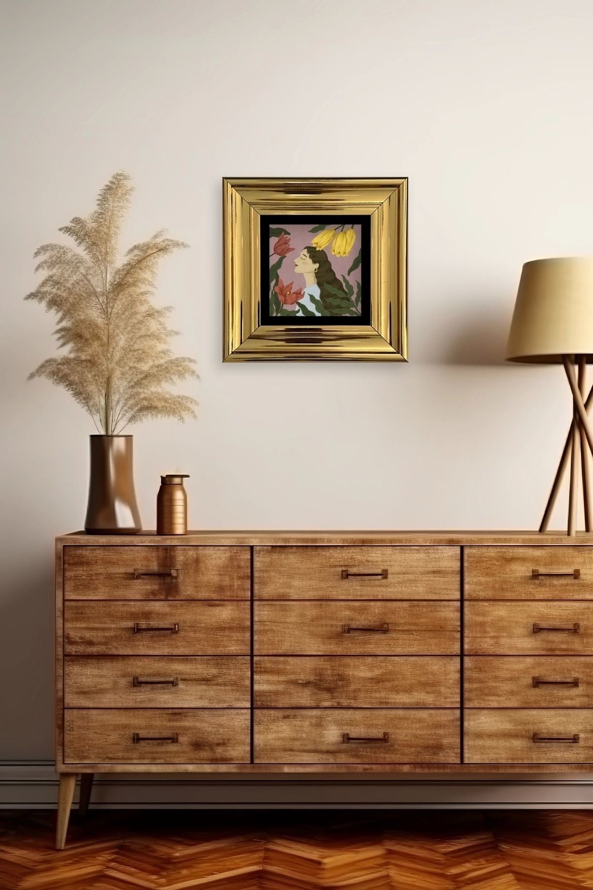 Kadın Çerçeveli Taş Tablo 20 cm