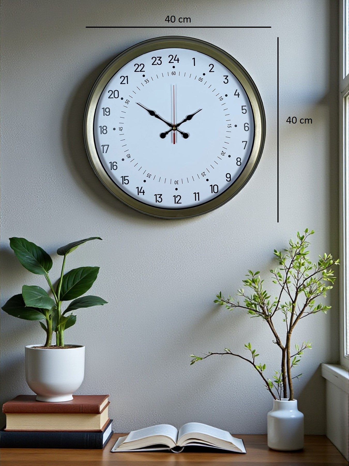 Zentime 40 Cm Eskitme Metal 24 Saat Göstergeli Özel Tasarım Duvar Saati