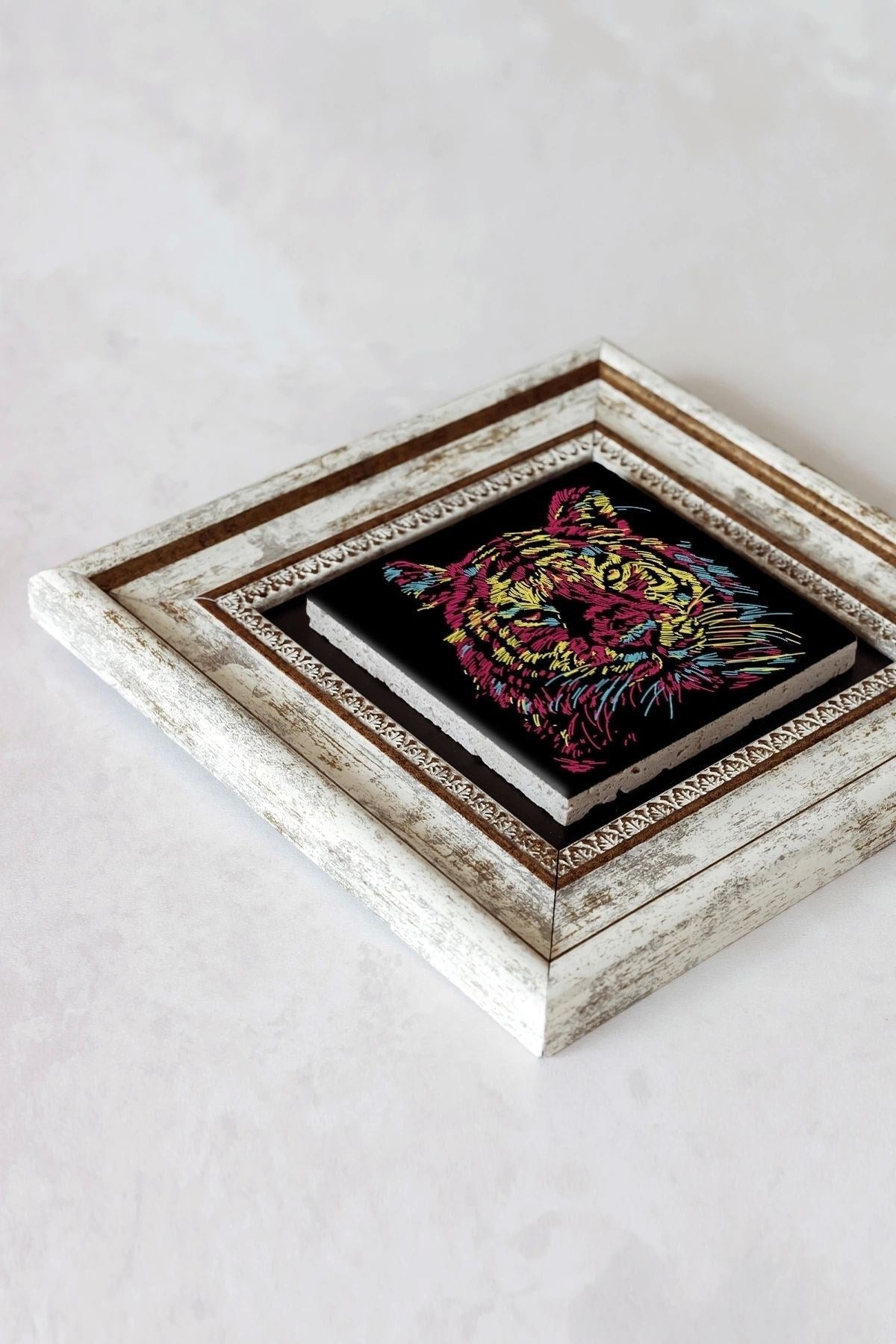 Soyut Çalışma Çerçeveli Taş Tablo , Çerçeveli Taş Duvar Dekoru-enkcrcvtbl-00104 20 cm