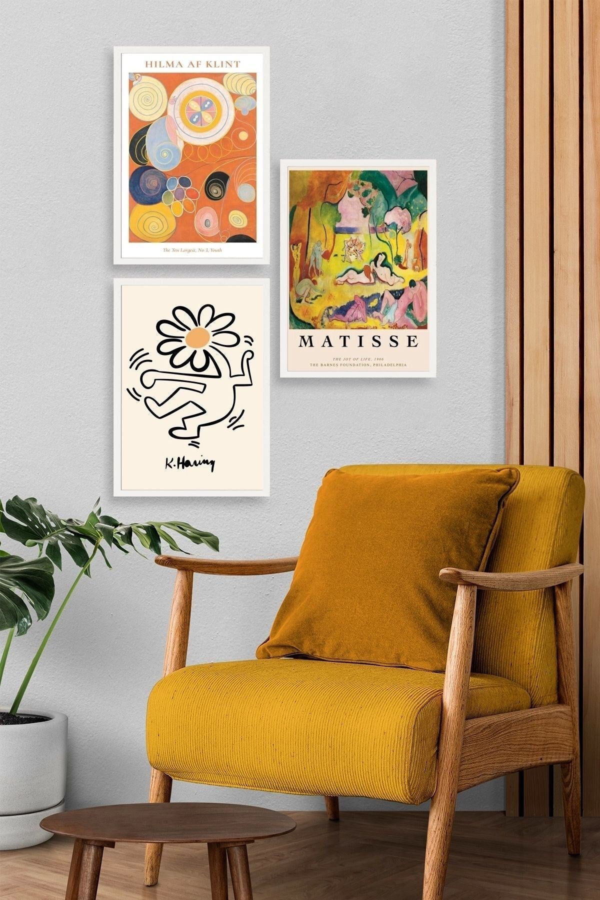 Ünlü Tablolar Üçlü Ahşap Çerçeveli Tablo 40 x 60