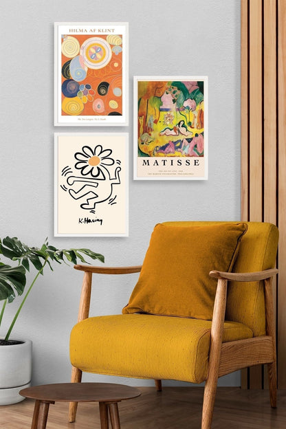 Ünlü Tablolar Üçlü Ahşap Çerçeveli Tablo 40 x 60