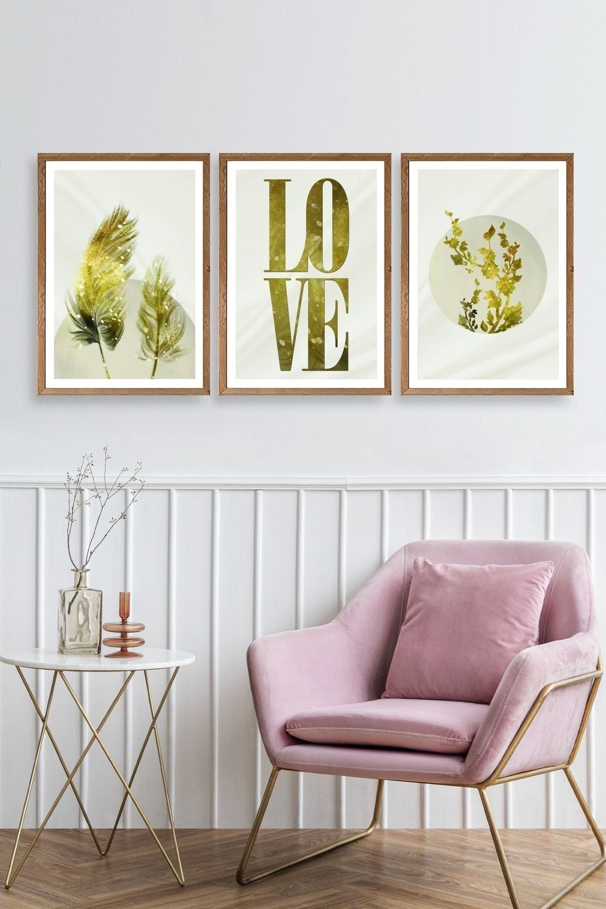 Manzara Üçlü Ahşap Çerçeveli Tablo 50 x 70