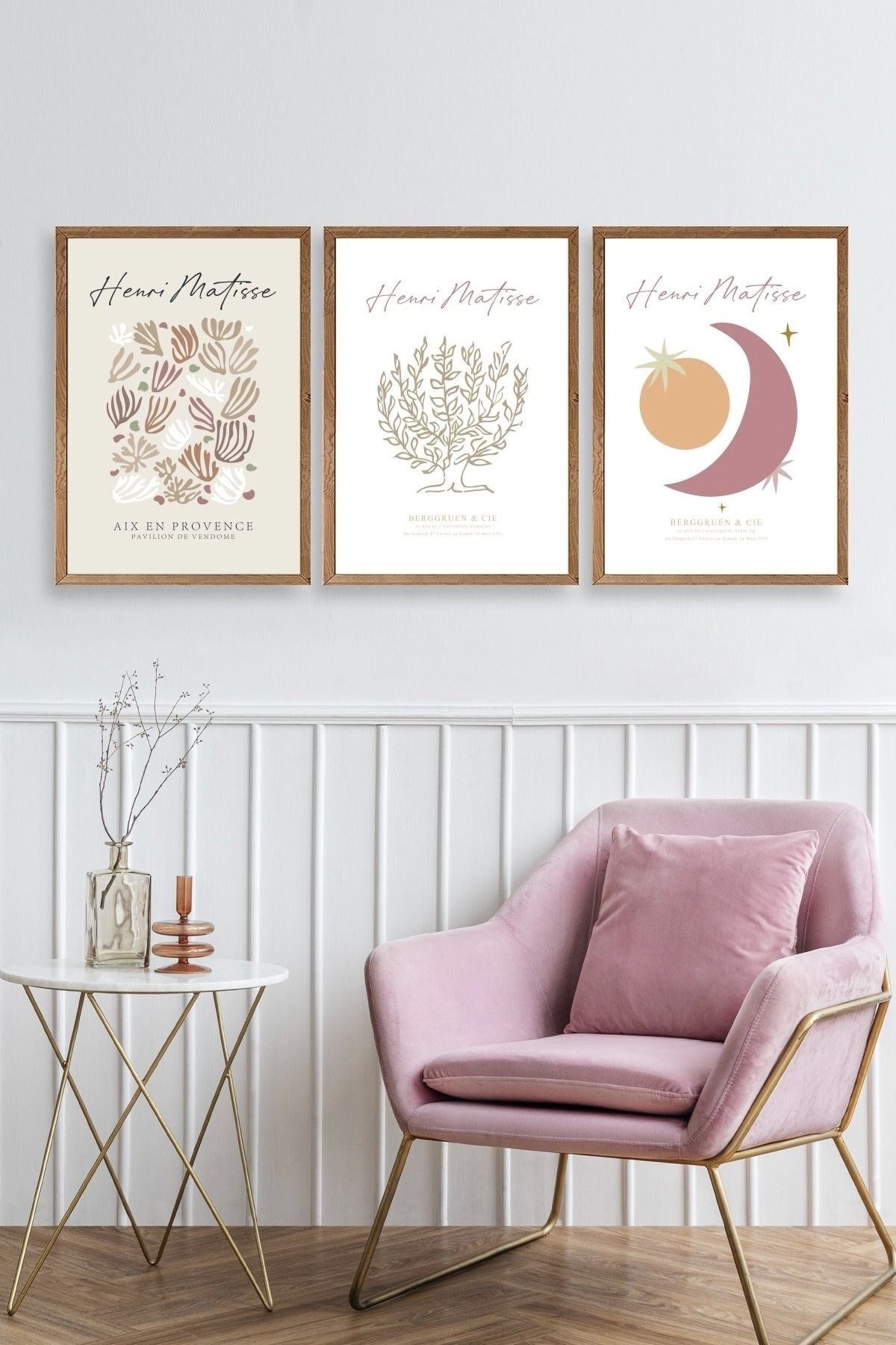 Matisse Üçlü Ahşap Çerçeveli Tablo 40 x 60