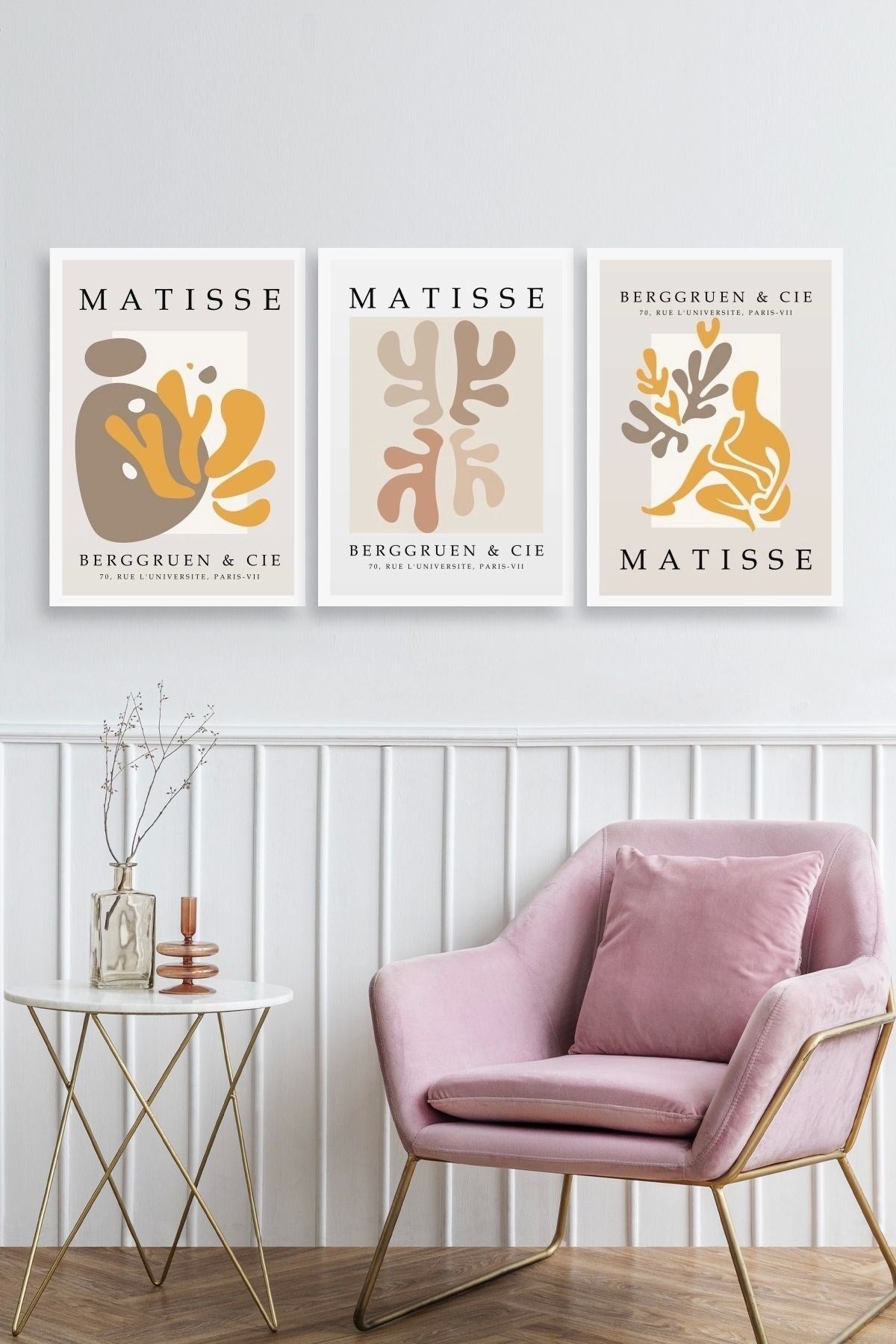 Matisse Üçlü Ahşap Çerçeveli Tablo 40 x 60