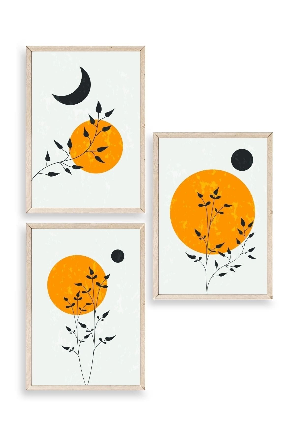 Manzara Üçlü Ahşap Çerçeveli Tablo 50 x 70