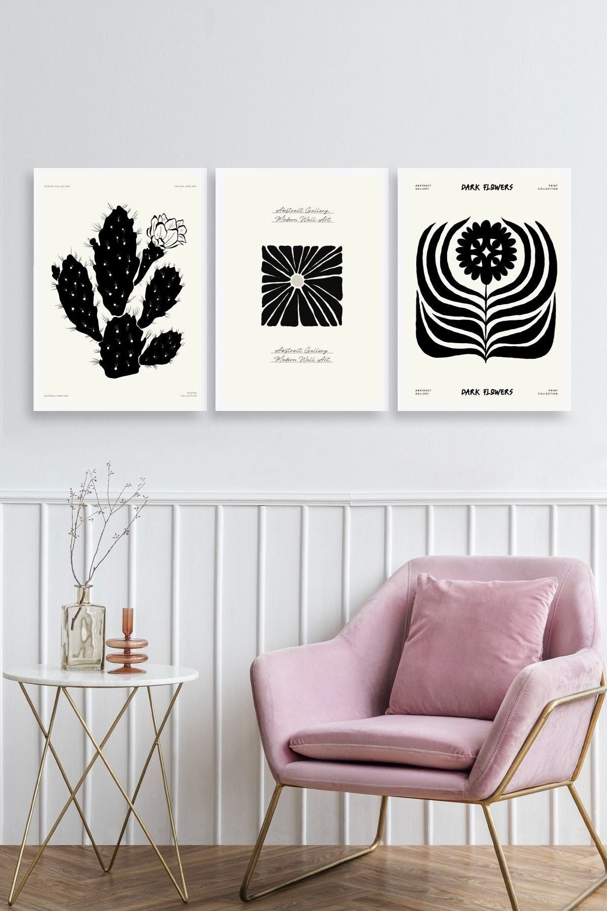 Modern Üçlü Ahşap Çerçeveli Tablo 50 x 70