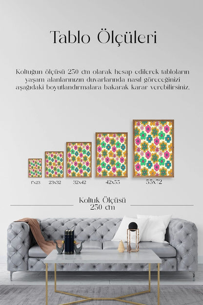 Çiçekler Ahşap Çerçeveli Tablo 42 x 42