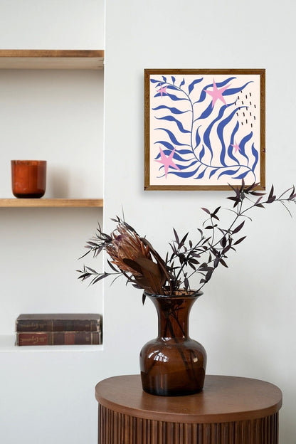 Yaprak Ahşap Çerçeveli Tablo 42 x 42