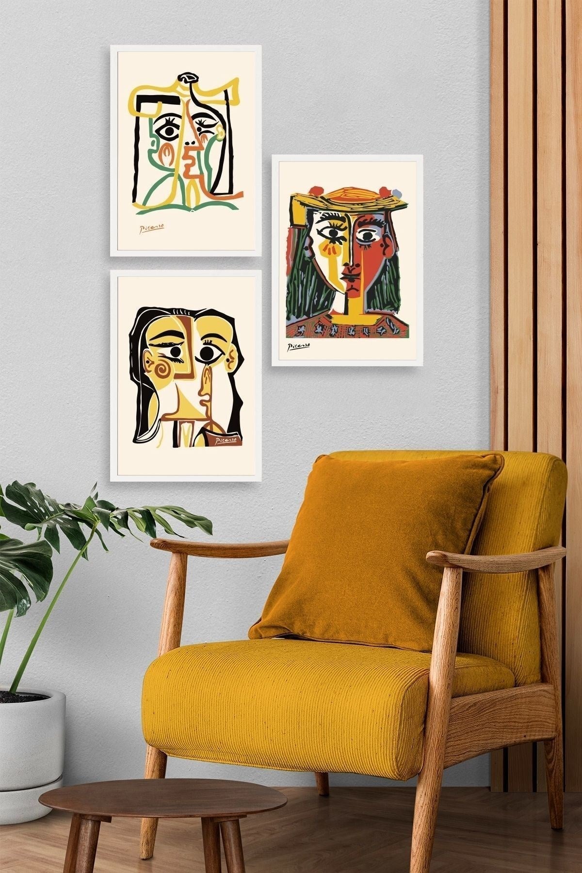 Picasso Üçlü Ahşap Çerçeveli Tablo 40 x 60