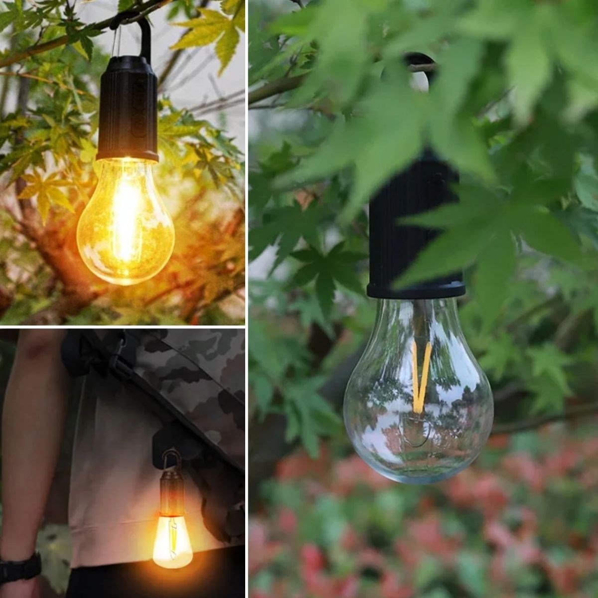 BUFFER® Şarj Olabilen 3 Farklı Mod LED'li Kendiliğinden Asma Kancalı Kamp,Dış Cephe Lambası