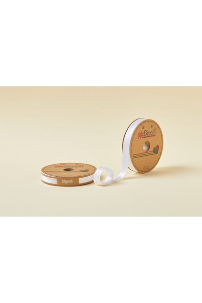 Biye Saten Katlı 041 Kırık Beyaz 2 cm 25 Metre %100 Polyester