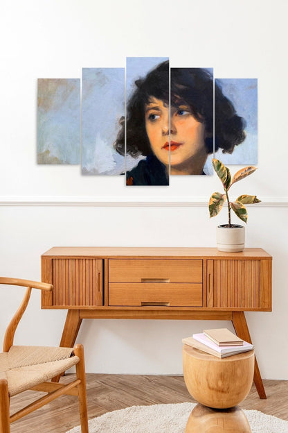 Kadın Manzarası 5 Parçalı Mdf Tablo 60 x 100
