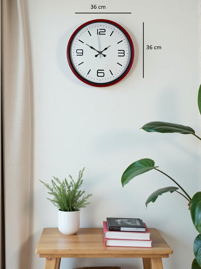 Zentime 36 Cm Kırmızı Dekoratif Duvar Saati