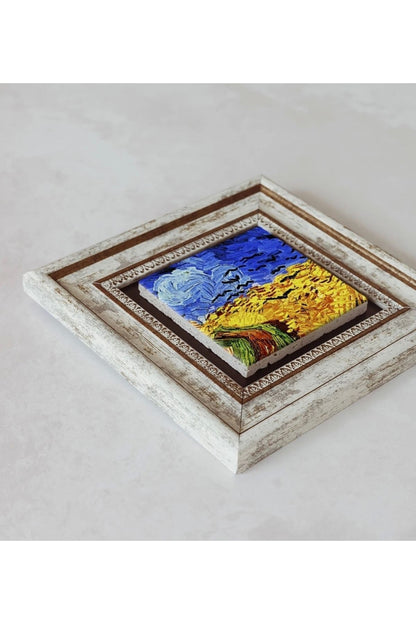 Vincent Van Gogh Çerçeveli Taş Tablo , Çerçeveli Taş Duvar Dekoru 20 cm