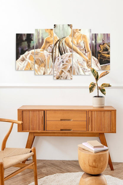Kadın Manzarası 5 Parçalı Mdf Tablo 60 x 100