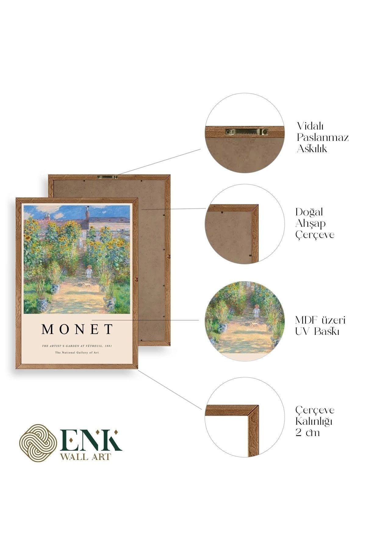 Monet Üçlü Ahşap Çerçeveli Tablo 50 x 70