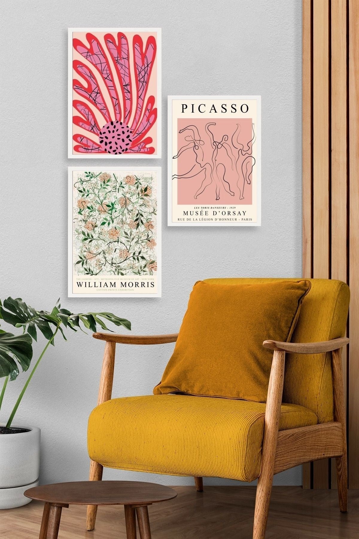 Ünlü Tablolar Üçlü Ahşap Çerçeveli Tablo 40 x 60