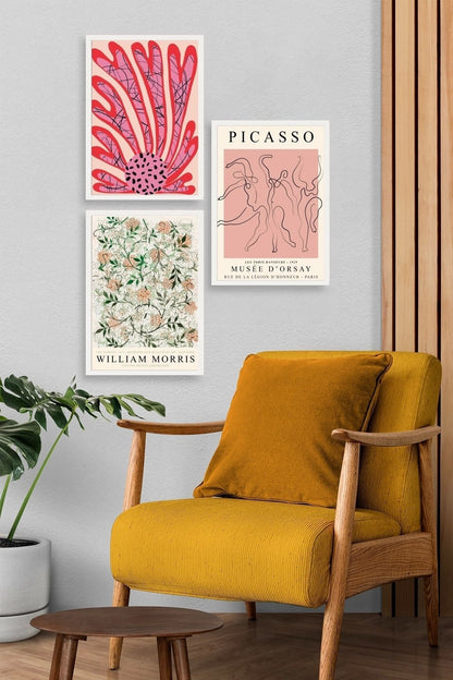 Ünlü Tablolar Üçlü Ahşap Çerçeveli Tablo 40 x 60