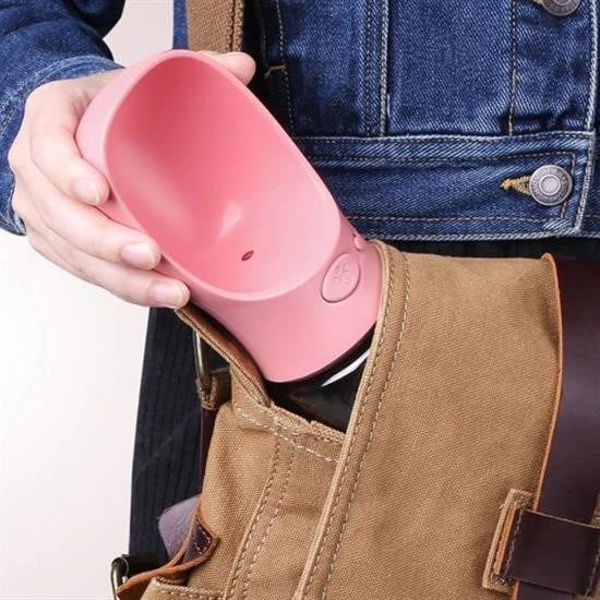 BUFFER® Taşınabilir Mama Hazneli Evcil Hayvan Suluğu Seyahat Kabı Kilitlenebilen Su Sızdırmaz 380ML