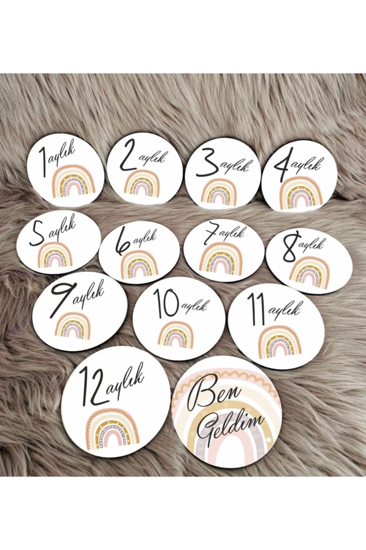 Gökkuşağı Desen Ahşap Bebek Kartları